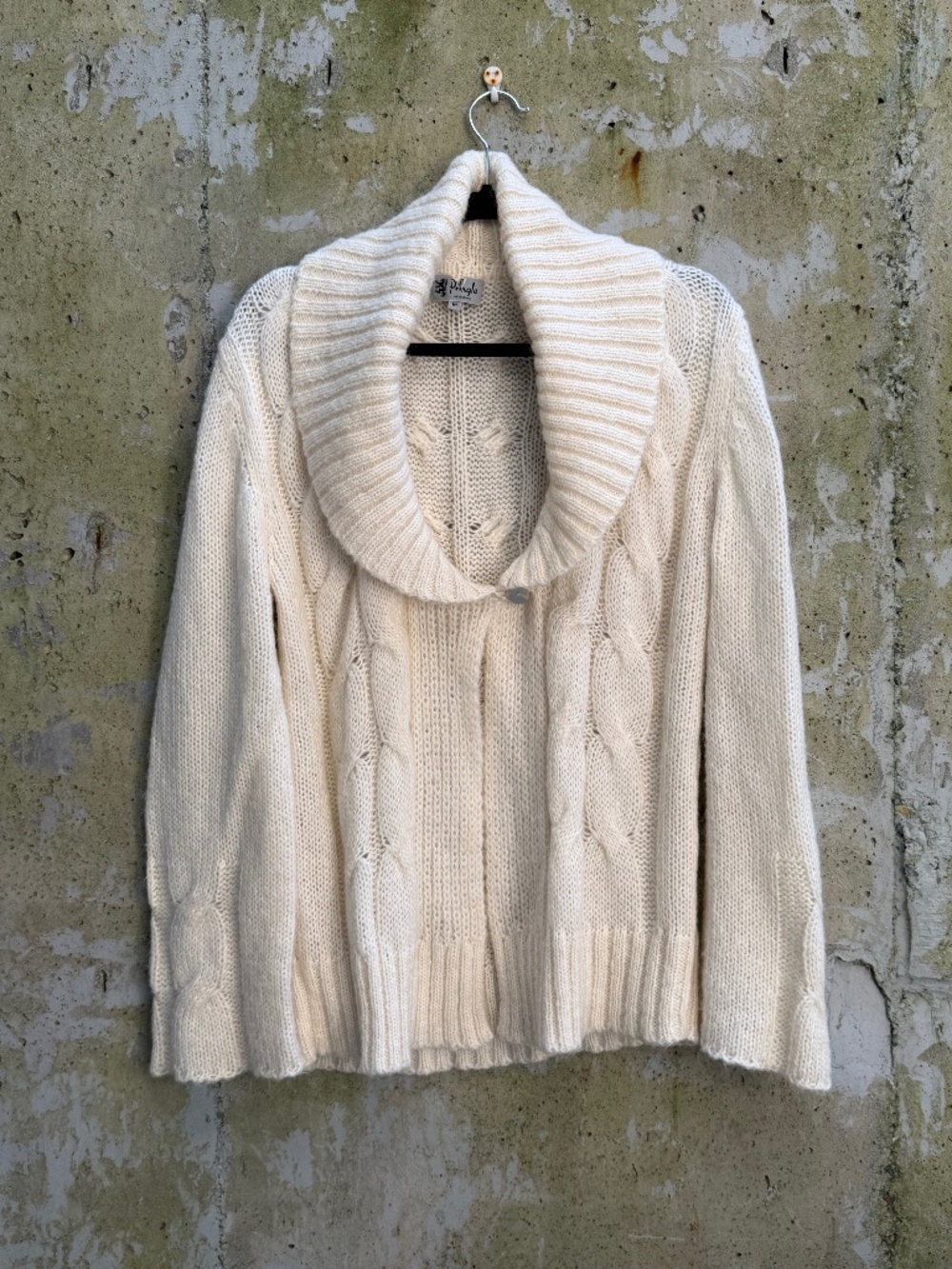Pringle Ivory Cardigan Sweater, Angora Blend, Medium